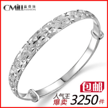 银手镯 纯银手镯 999纯银女 银镯子 999 千足银手镯 礼物 礼品
