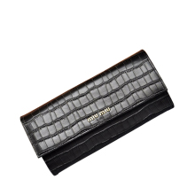 MIUMIU缪缪女钱包 正品品质真牛皮鳄鱼纹长款两折手拿包 冲钻特价