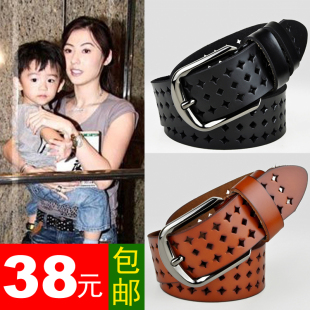  淘金币 新款韩版镂空女士皮带 女真皮牛皮女式腰带宽休闲正品包邮