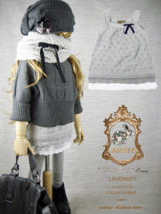  LAVENSEY童装秋冬新款 浅灰色 小女孩儿童宝宝 纯棉针织背心裙