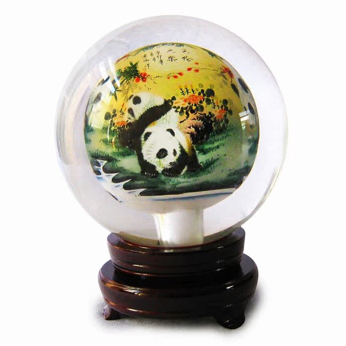 匠心獨韻內畫水晶球檔商務禮品新年送領導客戶創意檔擺件熊貓在類目 家居飾品, 擺件中 - 來自Buy2taobao.com提供專業的淘寶代購服務