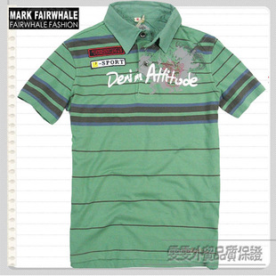 专柜正品 MARK FAIRWHALE/马克华菲 个性图鸦男士条纹 短袖T恤马克华菲男装 