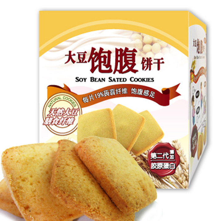 大豆蒟蒻饱腹饼干添加胶原蛋白 膨胀50倍控制食欲 饱感十足90g