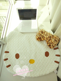 日本【Ｓanrio】 玫瑰绒立体豹纹蝴蝶结Kitty地垫/小地毯/床头垫