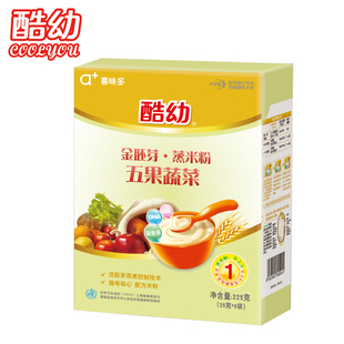  酷幼 米粉 婴儿 新品蒸米粉五果蔬菜1段不上火 婴幼儿辅食225g/盒