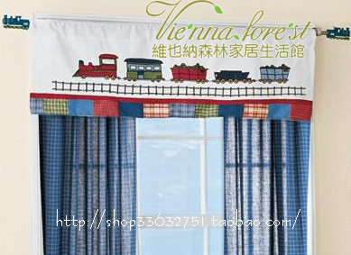 ※新增大号窗幔※成品「呜-火车快跑~A」布艺贴布窗帘 格子款在类目 居家布艺, 窗帘门帘及配件, 成品窗帘中 - 来自Buy2taobao.com提供专业的淘宝代购服务