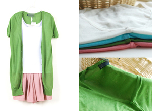 【亦*】柔滑の夏季薄款短袖中长款短袖<em>开衫</em>多