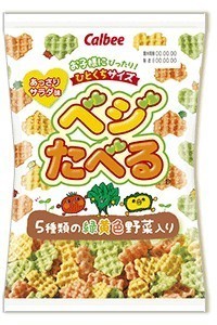  日本进口零食 卡乐比 膨化蔬菜味米饼 5种绿黄色野菜大集合 55g