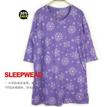 睡衣2套包邮外贸欧单夏纯棉女士家居服 可爱大码加肥睡裙 孕妇裙