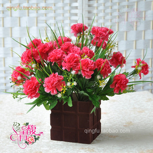  青馥整体花艺 田园仿真花套装假花装饰花客厅干花餐桌绢花 康乃馨