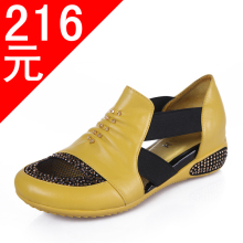 2012新款女鞋子 EILAN 正品 真皮水钻内增高 休闲凉鞋 镂空单鞋