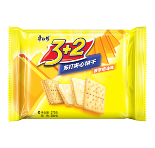  【天猫超市】康师傅3+2苏打夹心香浓奶油味（袋装375g）