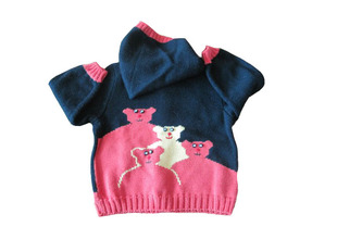 0-3岁<em>儿童</em>手编<em>毛衣</em>连帽套头插肩秋冬款纯手工