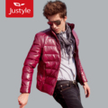 【Justyle】秋冬装男士修身立领水洗皮羽绒服男装