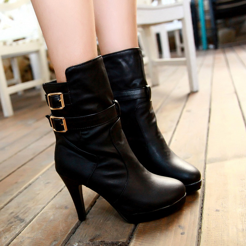 复古女靴子厚底短靴...