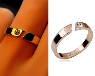  时尚经典开口水晶小钻戒指 可做尾戒小指戒 情侣求婚结婚饰品礼物