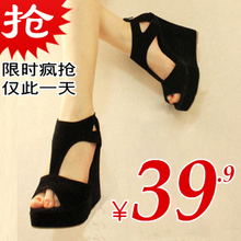 正品 凉鞋 2012夏新品 清仓厚底鞋 防水台罗马超显瘦鱼嘴坡跟凉鞋
