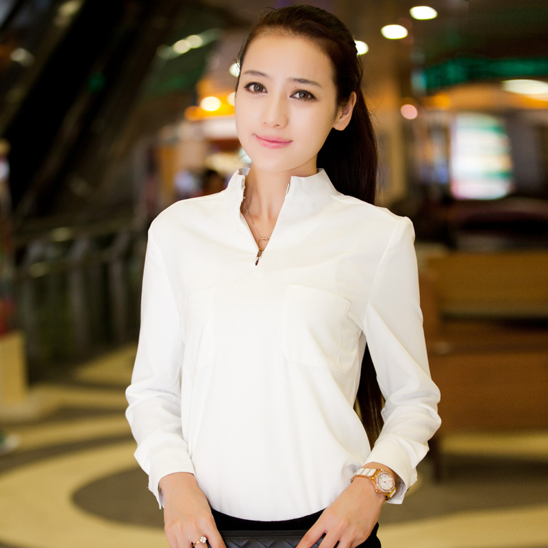 复古口袋拉链立领...