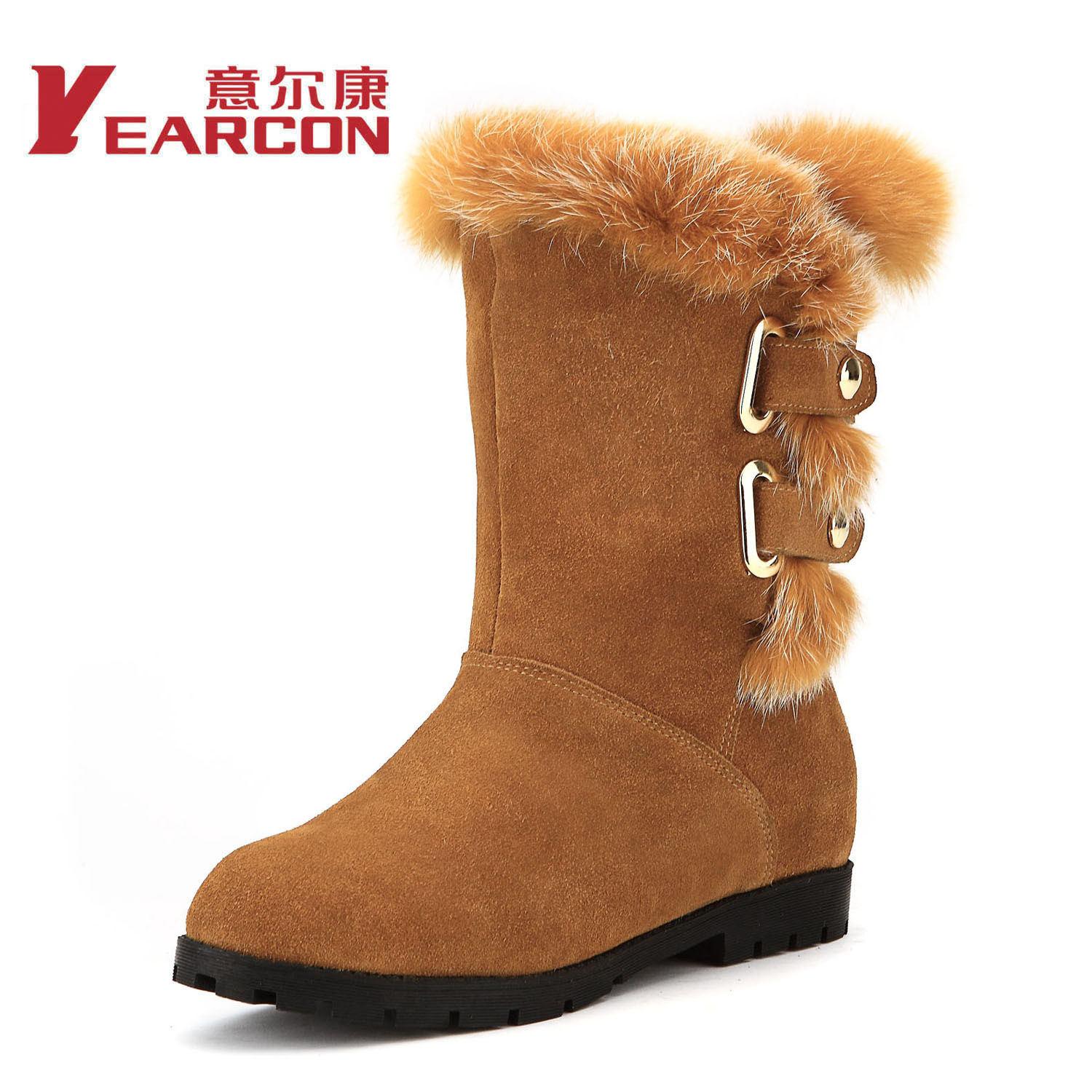 送皮带 意尔康2012 新款 秋冬 中筒时尚保暖女雪地靴28ZM29619Y