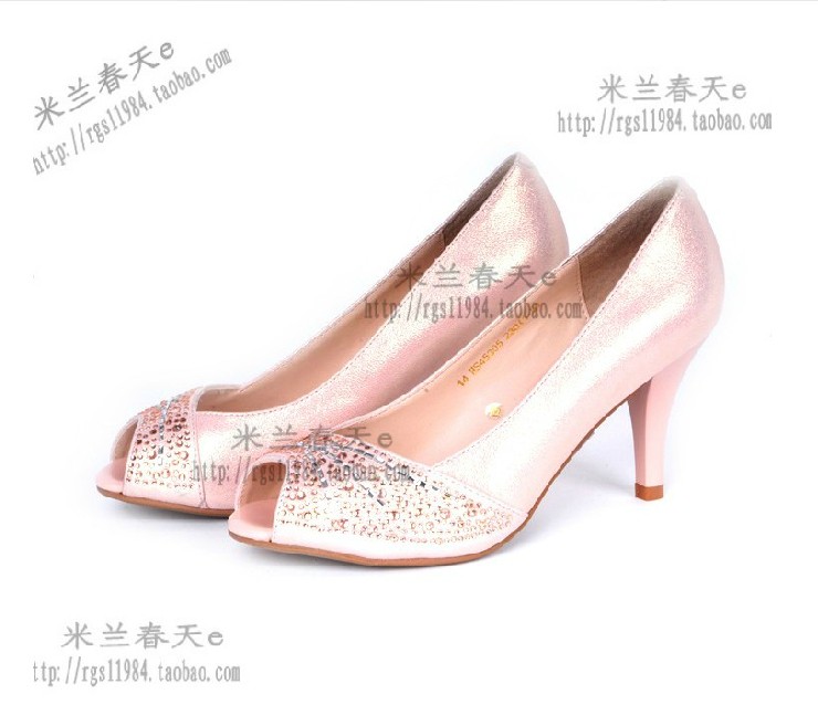 专柜代购 哈森鱼嘴鞋2014春夏新款女鞋 水钻高