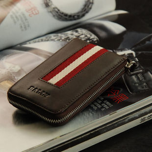  高品质头层牛皮 男士女士钥匙包 真皮汽车全拉链钥匙包 咖啡色