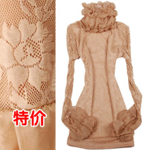 2012春装新款特价宫廷式复古褶皱大花朵蕾丝高领打底衫女长袖3575