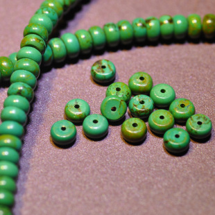  天然绿松石8MM*4MM 隔片 隔珠 垫片 夹片 散珠DIY 配珠配件算盘珠