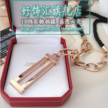 Bvlgari Bvlgari rectangular colgante con oro rosa de los modelos romanos de titanio de acero = largo collar / collar