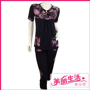 HD- 超值双色冰丝套装 中老年套装 妈妈套装 妈妈服饰