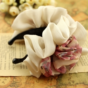 雪纺碎花竖夹香蕉夹...