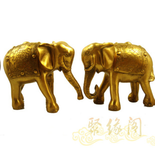  聚缘阁 开光黄铜大象摆件 吸财象 招财象镇宅 招财助事业