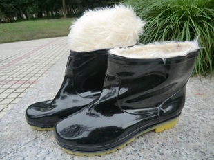  上海双钱 男士雨鞋加绒雨靴 男士低筒雨鞋 保暖雨鞋 黑色胶鞋水鞋