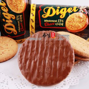  [书生海味店] 韩国进口好丽友Diget巧克力味全麦饼干225g(234)