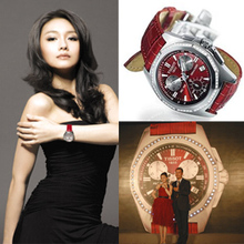 TISSOT / día * Traslados Un falso de seis pines modelos de la moda femenina forma de baile muy bien vestido rojo