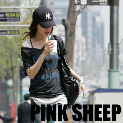 PinkSheep★韩国男女款棒球帽鸭舌帽子★经典NY 黑色 白字