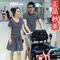 2012新款個性韓版情侶裝短袖夏裝季正品韓國條紋純棉T恤女裙沙灘