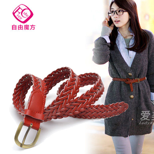 9.9包邮  皮带女款 女士腰带 女韩版百搭 细 腊绳编织腰封宽1018