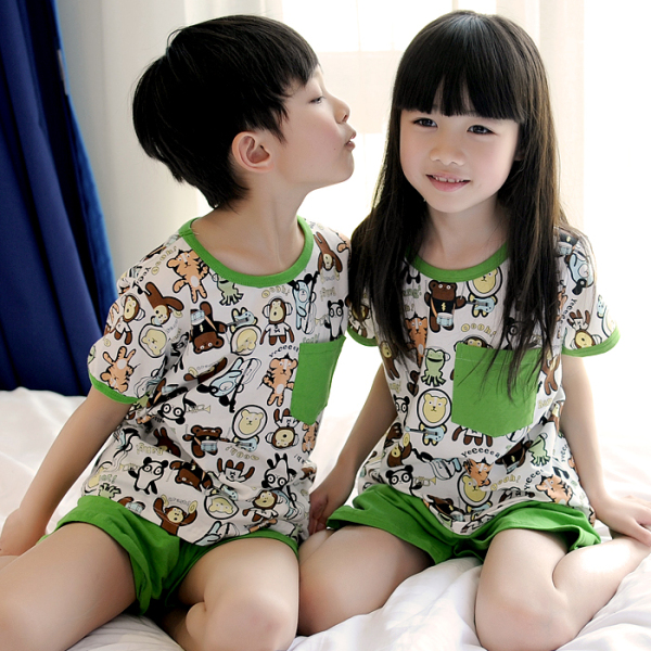 热销<em>男睡衣</em> <em>夏季儿童</em>睡衣男童夏100%纯棉短袖