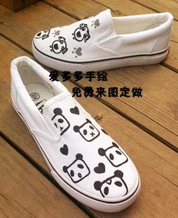 特价包邮手绘鞋帆布鞋懒人鞋涂鸦鞋运动鞋白色