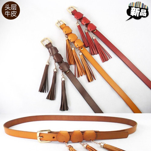 腰带 女 真皮 头层牛皮细皮带 时尚韩版流苏装饰腰饰 新品