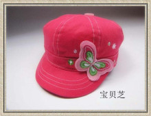 2011新款宝宝棒球帽 蝴蝶绣花报童帽女童西瓜帽 八角帽子