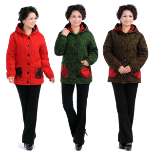  年度盛典新品中老年棉服女装连帽棉衣时尚妈妈装冬装棉袄中年服饰