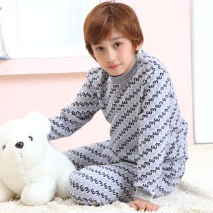  久岁伴儿童内衣保暖 男女童双层加厚不倒绒保暖内衣套装8008