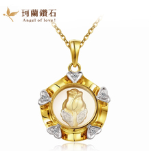 【闪电发货】珂兰 浓情玫瑰 18K金钻石吊坠 爱心礼物 现货 包邮