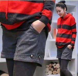 孕妇装秋<em>冬装短裤韩版</em>加厚<em>格子</em>靴裤直筒裤时尚