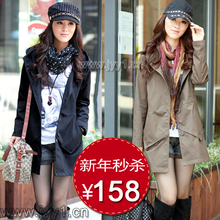 拉迪蔓戈女装 2011新款 春装新品韩版带帽 外套中长款风衣