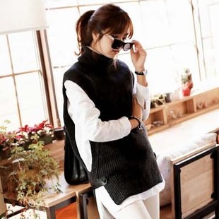 淘宝网韩国代购秋冬新款纯色个性简约中<em>长款</em>高