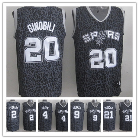 NBA球衣2014豹纹版 马刺队9号帕克20吉诺比