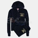 秋装新款天鹅绒修身套装女运动休闲套装皇冠图案金线刺绣套装
