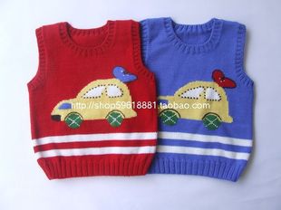 手工<em>编织</em>宝宝羊毛红背心婴儿<em>毛衣儿童马甲</em>20